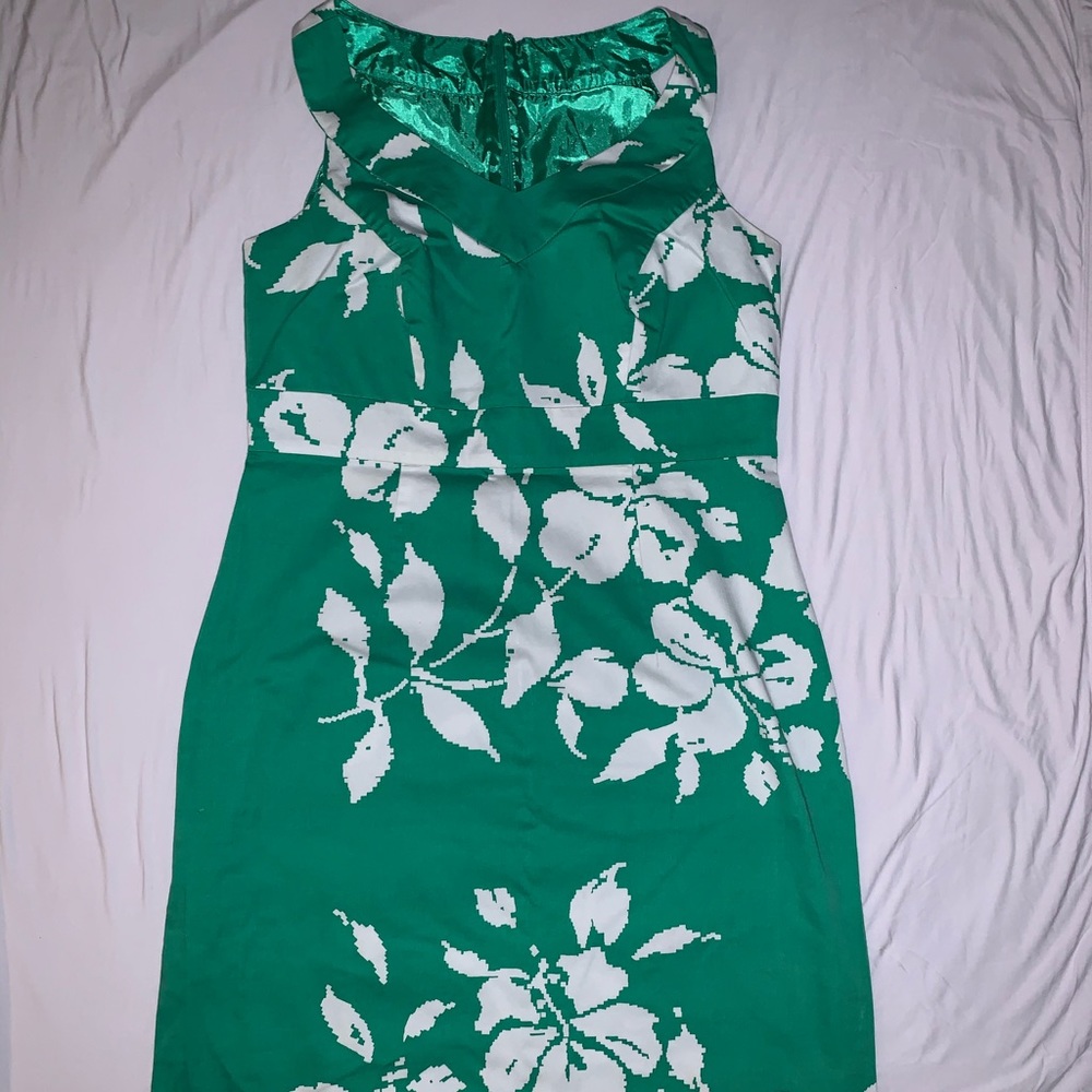 Green floral print dress